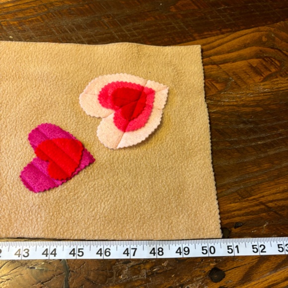 2 Cozy, Unique & Cute Handmade Fleece Scarves with Fleece Hearts - Picture 9 of 14